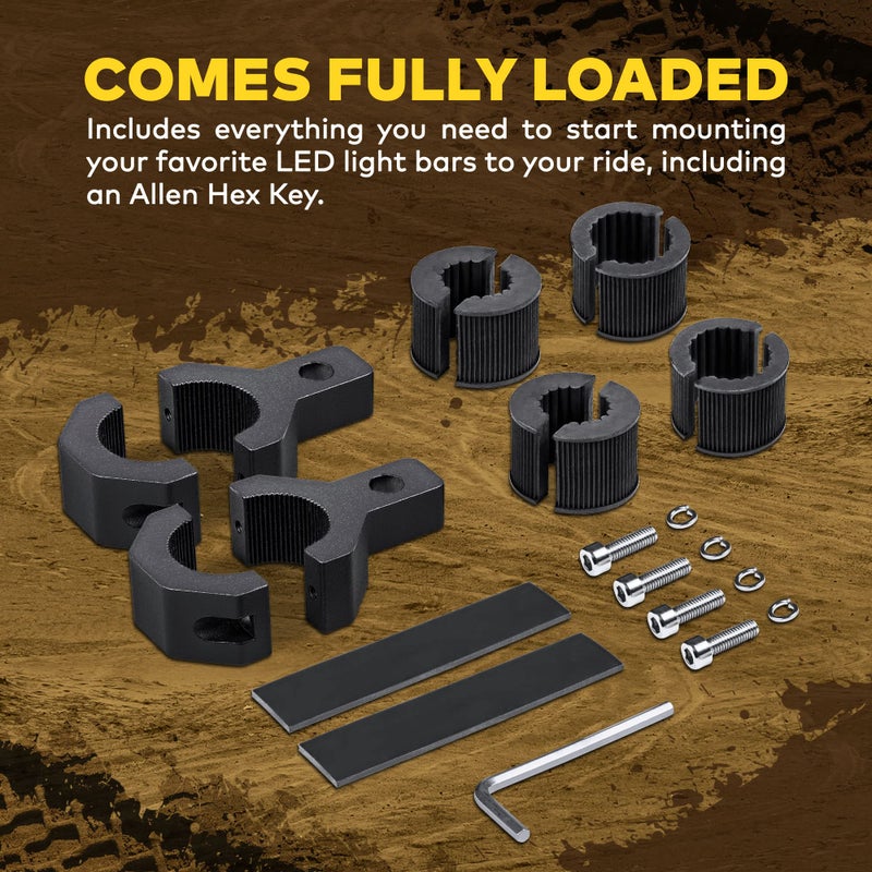 LAMPHUS Off-Road ATV UTV Light Bar Mounts Mounting Bracket Mini Bar Clamp Kits [0.75"/1"/1.25" Inch] [Vertical Bar] [Aluminium] [2 Unit] Bull Bar UTV Roll Bar Clamp Tube Roll Cage Clamps Mount - Image 5